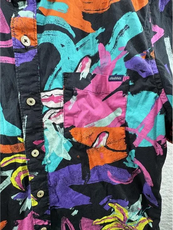 Chubbies The Resort Friday Short Sleeve Shirt Loud 90 Retro Colorful Mens Medium - Picture 3 of 6